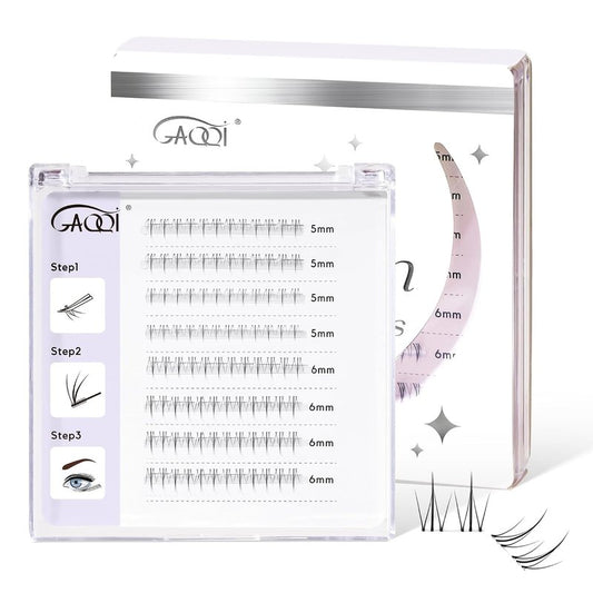 Natural Bottom Lash Clusters - DIY Clear Band Eyelashes for Soft, Comfortable Daily Wear | 5mm & 6mm, 48pcs