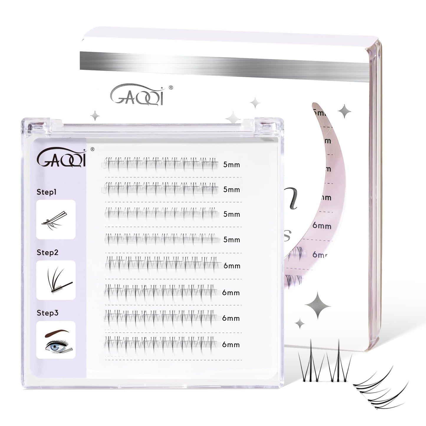 GAQQI Bottom Lash Clusters Natural Bottom Lashes Clear Band, DIY Lash Extensions Lower Lashes, Soft & Comfortable Thin Band Bottom Eyelashes Wispy Daily Style 5mm+6mm 48pcs(B10)