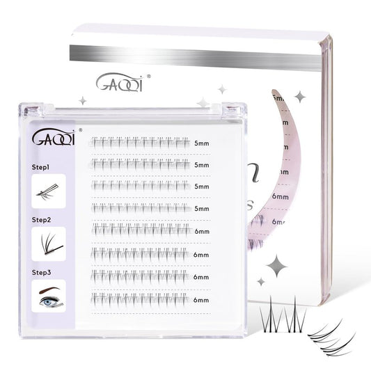 GAQQI Bottom Lash Clusters Natural Bottom Lashes Clear Band, DIY Lash Extensions Lower Lashes, Soft & Comfortable Thin Band Bottom Eyelashes Wispy Daily Style 5mm+6mm 48pcs(B10)