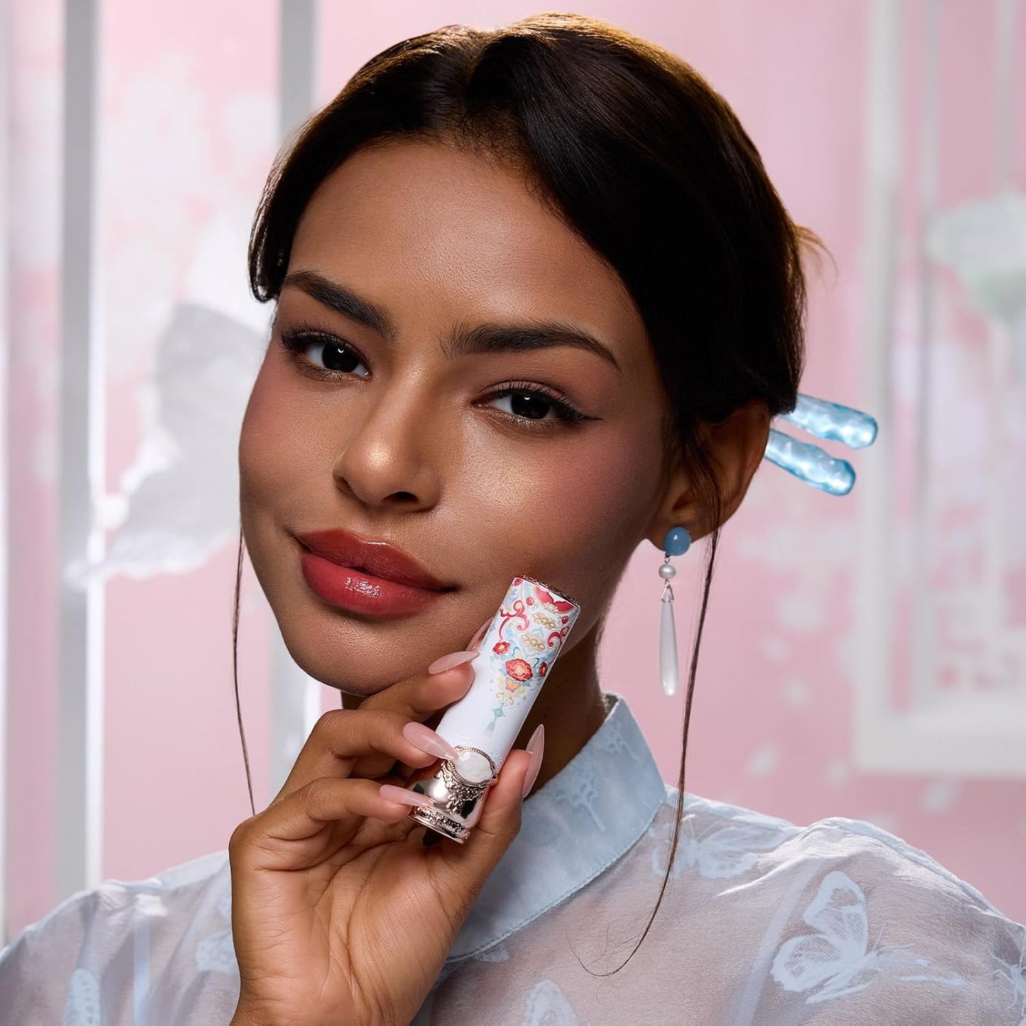 Little Angel Cream Blush & Butterfly Cloud Lipstick Set - Buildable, Blendable Dewy Makeup | Blush 04 Rose Ashes & Lipstick C08 Sunset Clouds