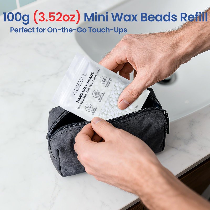 Hard Wax Beads for Nose Hair Removal, Refill Nose and Ear Wax Beads For Men, Natural Waxing Beads for Sensitive Skin, Painless, Portable, 100g/3.53oz