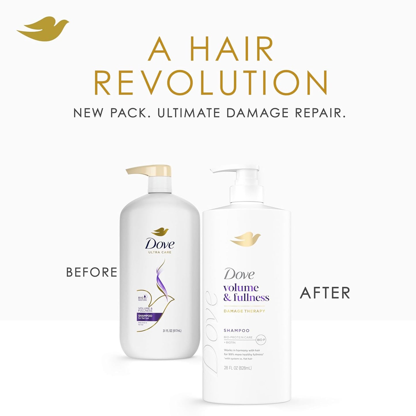 Dove Shampoo for Volume & Fullness - Bio-Protein Care Technology, Biotin | 28 Fl Oz for Fine, Thin Hair