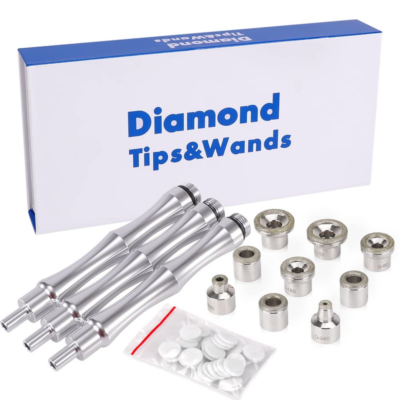 Microdermabrasion Tips Set - 9 Replacement Tips & 3 Wands | Compatible Accessories for Smooth Skin