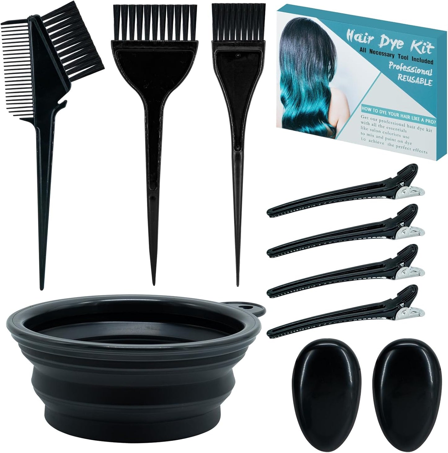 Xarchy Hair Bleach Kit - 10 Pc Professional Coloring Set with Dye Brush, Bowl & Earmuffs | Perfect for Salon Highlights