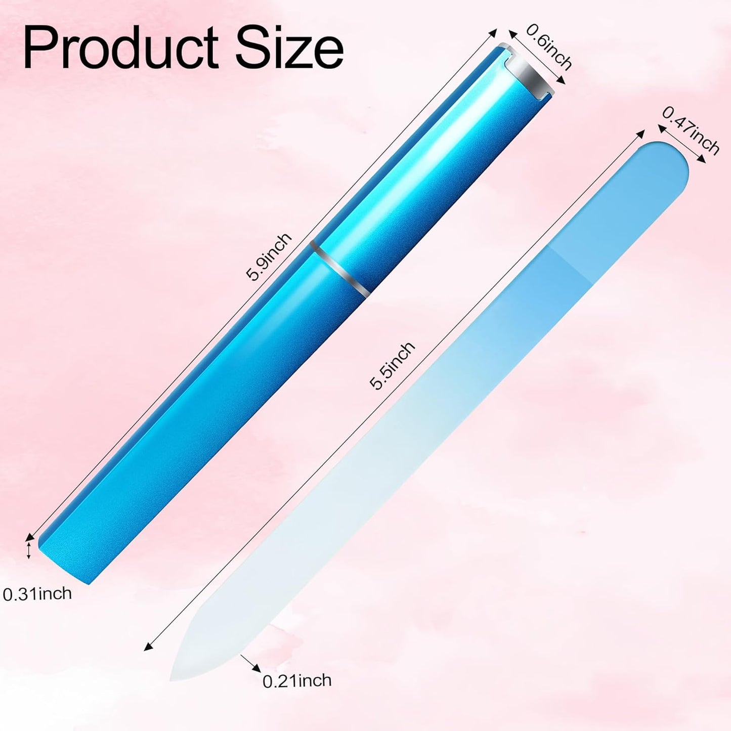 Glass Nail File Set - Double-Sided Crystal Files with Case | 6 Colors for Women & Girls