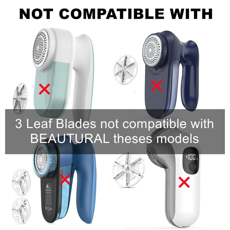 Only Compatible with Beautural Fabric Shaver Replacement Blades,3-Leaf Blades Only Fit for BEAUTURAL Fabric Shaver and Lint Remover Standard 3-Leaf Blades Aqua and Gray Model.