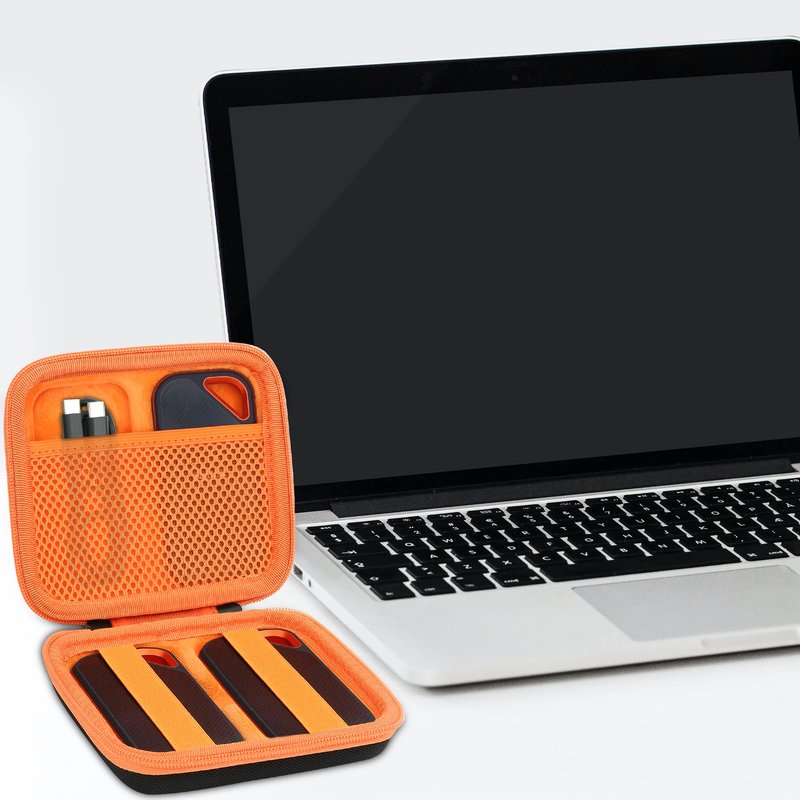 Aenllosi Hard Travel Case Replacement for SanDisk Extreme PRO SDSSDE81/SDSSDE80 / Extreme SDSSDE61 Portable 500GB/1/2/4 TB SSD(Black&Orange,Only Case)