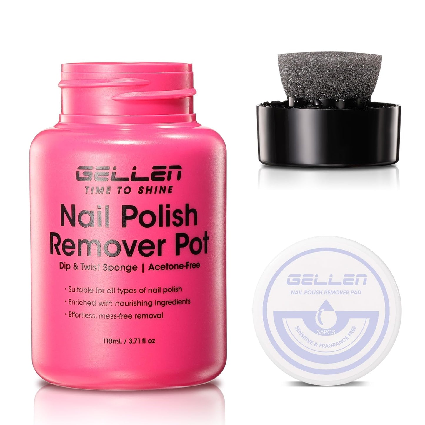 GELLEN Nail Polish Remover Jar, Fragrance Acetone Free, 5-9s Quick Removal