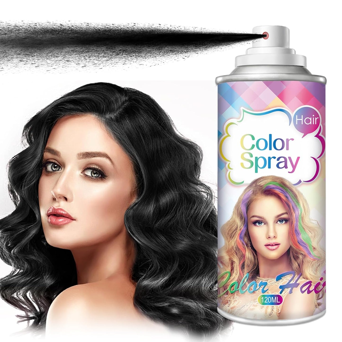 Temporary Hair Color Spray - Washable Black Hair Dye for Women | 120ML | Perfect for Christmas & Halloween
