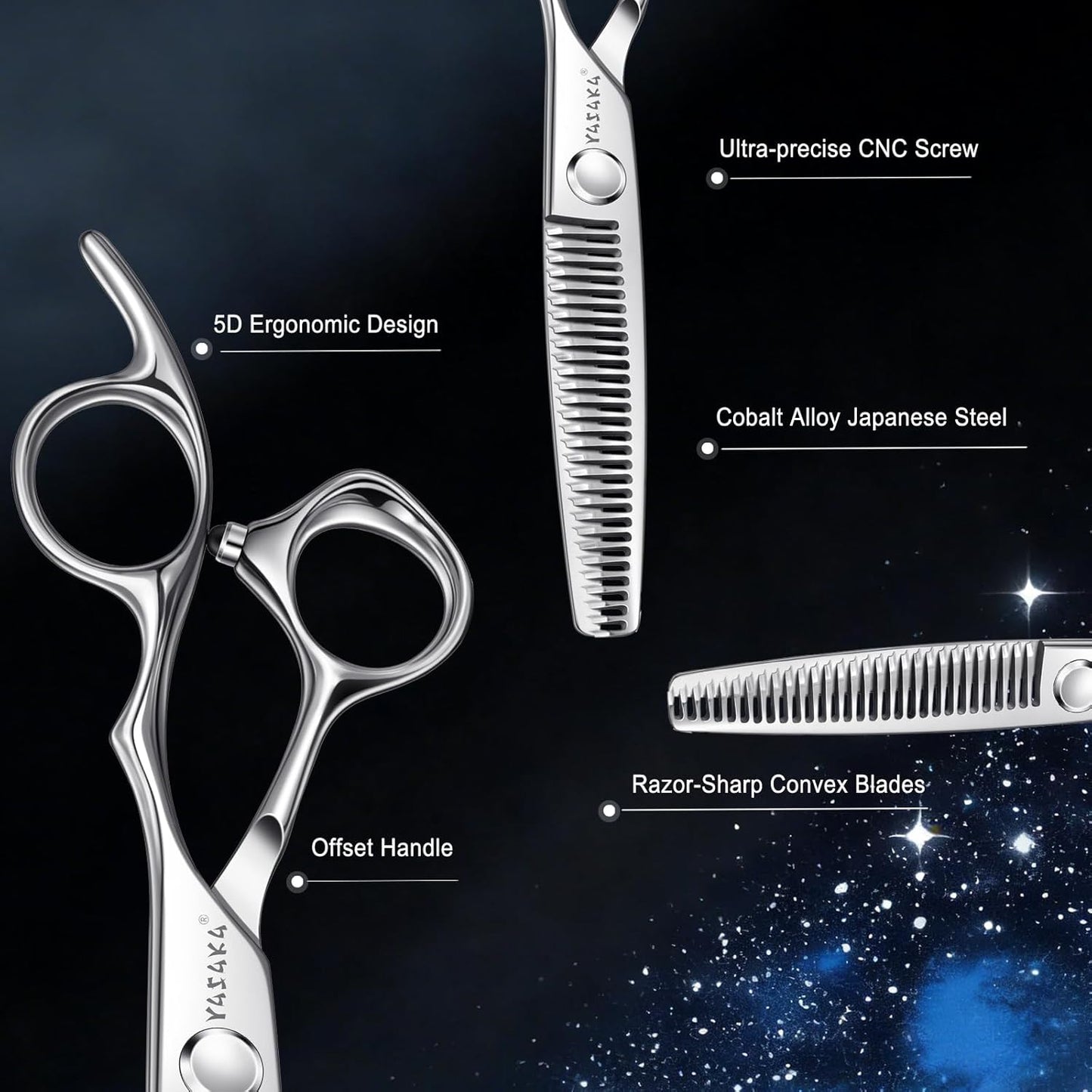 High-End Thinning Shears - 6" Cobalt Alloy Steel Hair Cutting Scissors | 29 Teeth Texturizing Blades for Salon & Home Use - Silver