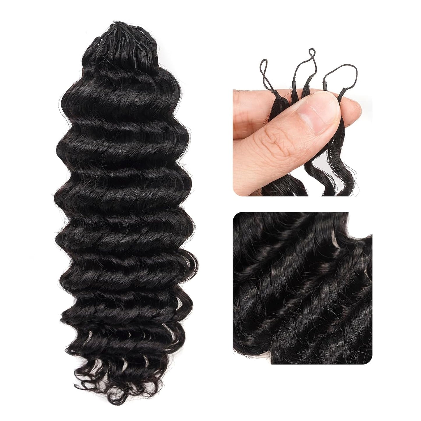 ToyoTress Ocean Wave Crochet Hair - 10 Inch Invisible Knotless Deep Curly Braiding Hair | Natural Color, 250G