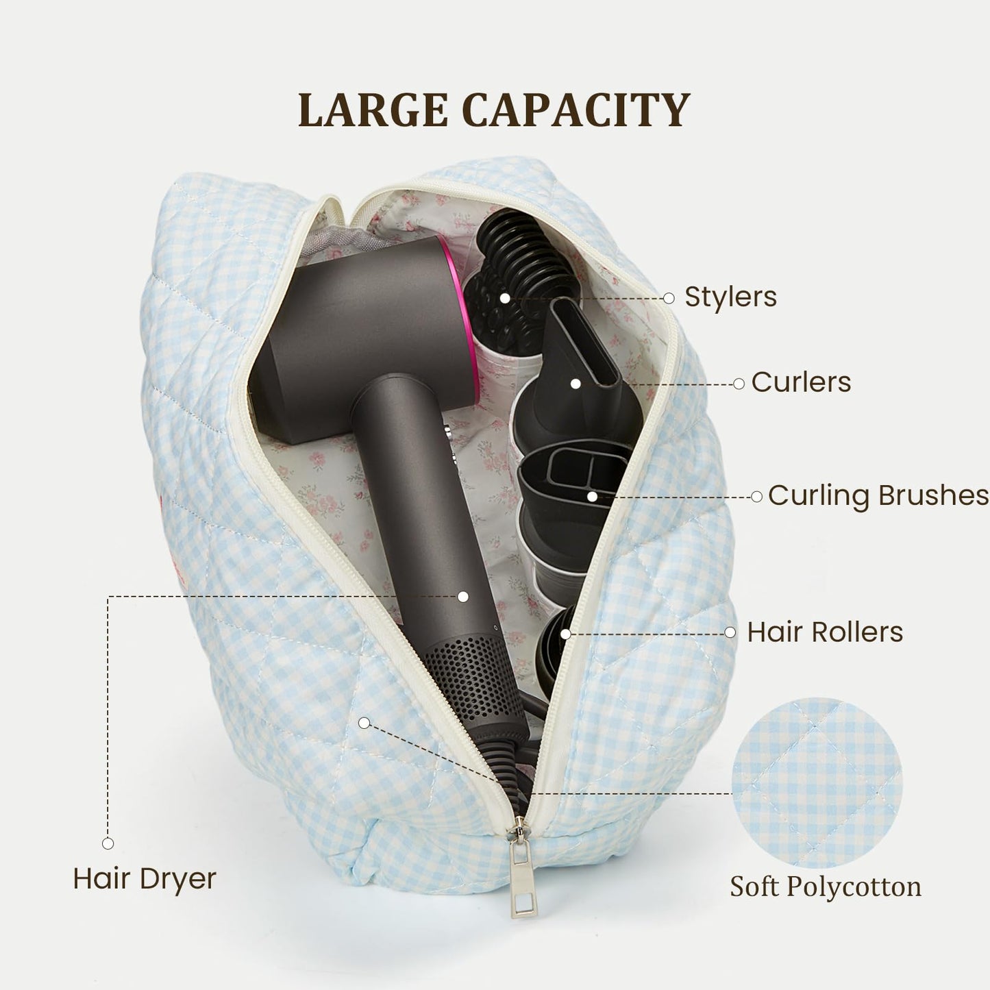 HiTotes Hair Tools Travel Bag Compatible with Dyson Airwrap Cute Floral Travel Case for Shark Flexstyle Hair Tools Organizer
