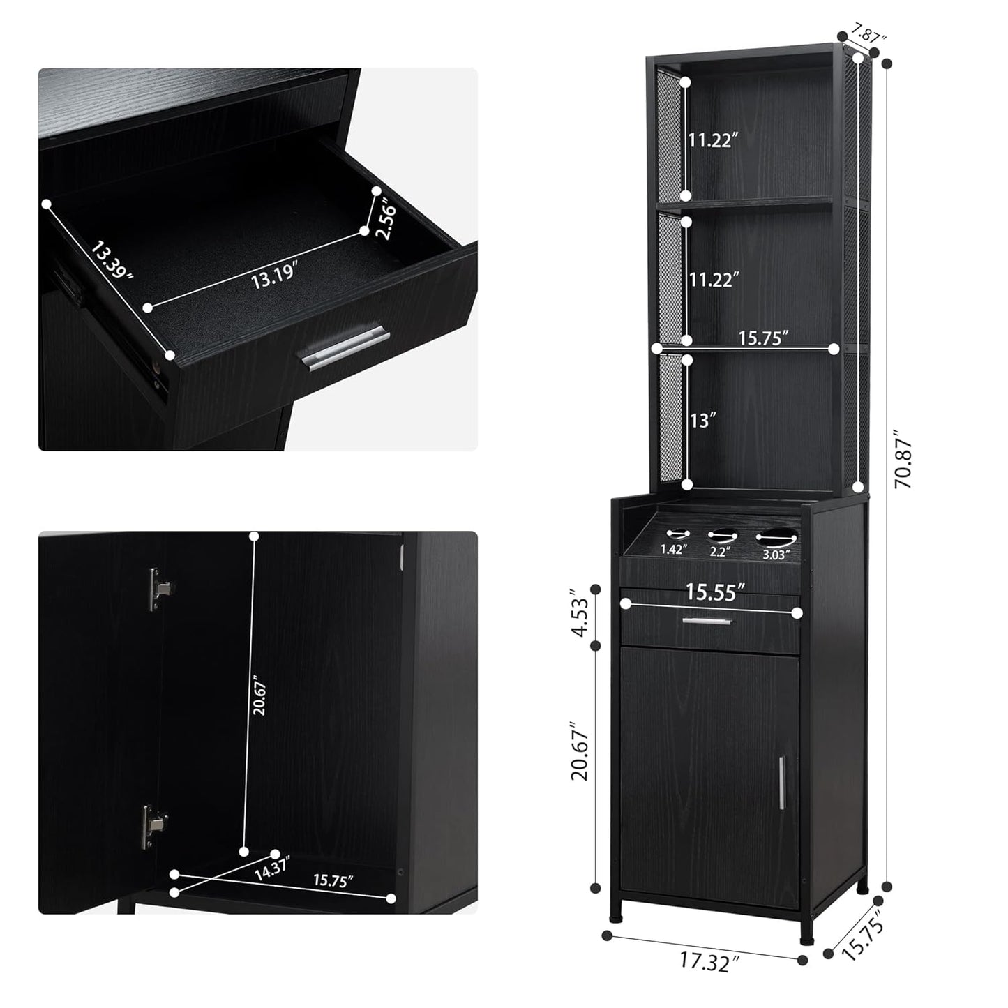 Reusable Salon Station for Hair Stylists | Barber Station with 3 Hot Tool Holders & Storage Shelves - Black