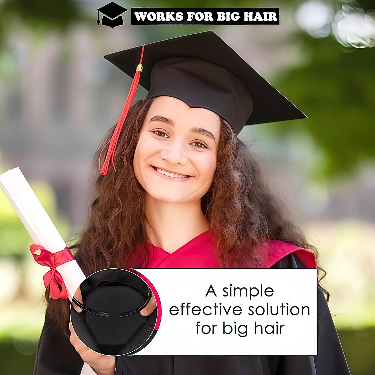Graduation Cap Headband, Firm Anti-Fall HairBand for Graduation Hat, Hat Accessories for Graduates, Students, Women