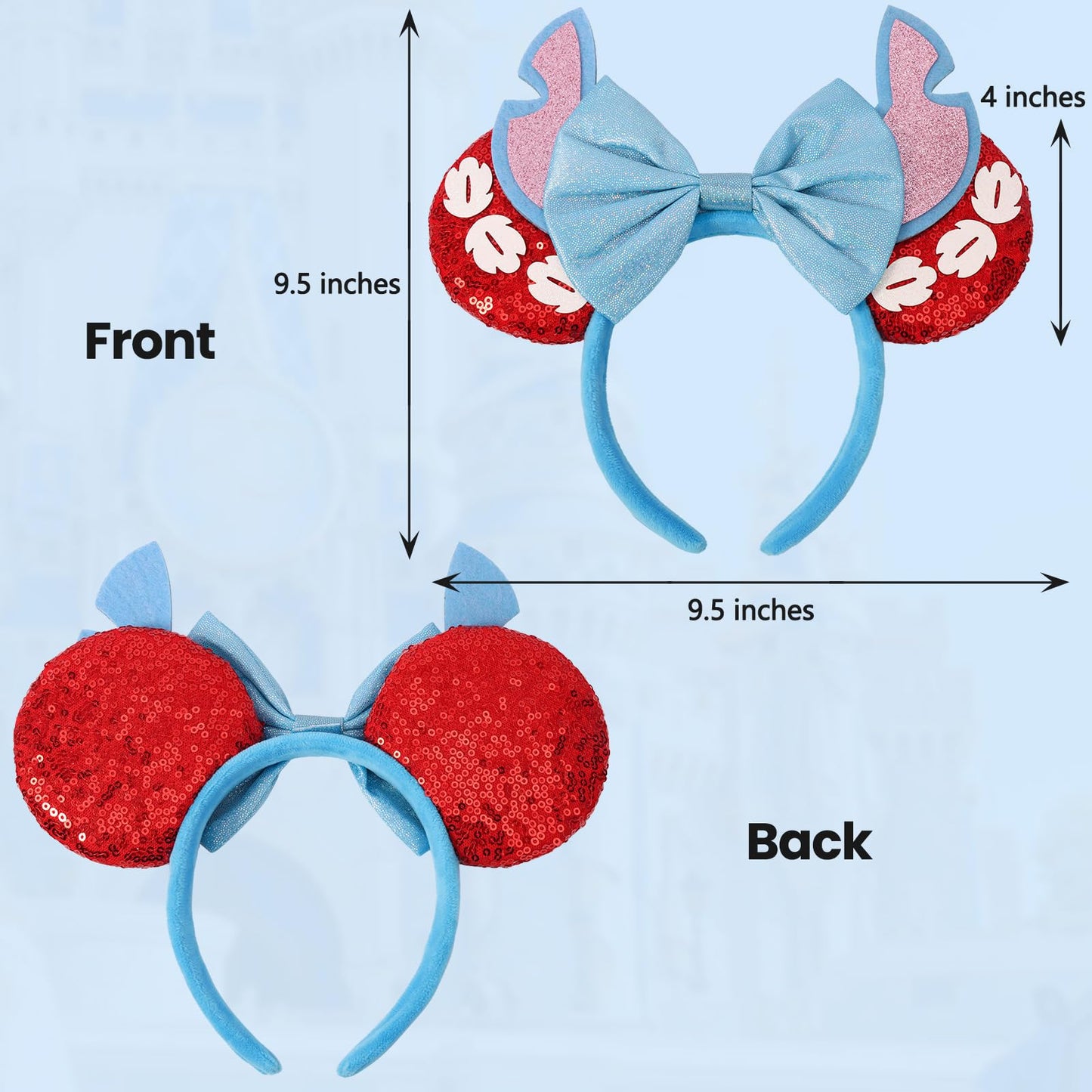 ETLUK Headband for Women Girls, Sequin Bow Headbands Cosplay Accessories Party Decorations (ST Red)