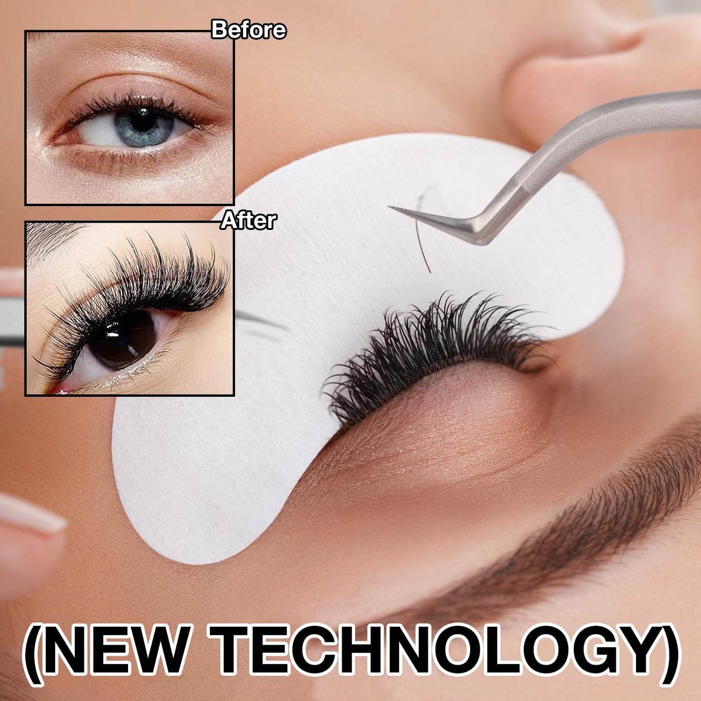 Cashmere Volume Lash Extensions - CC Curl 0.03mm Thickness | 8-16mm Mixed Length Trays, Super Matte Black Individual Eyelashes