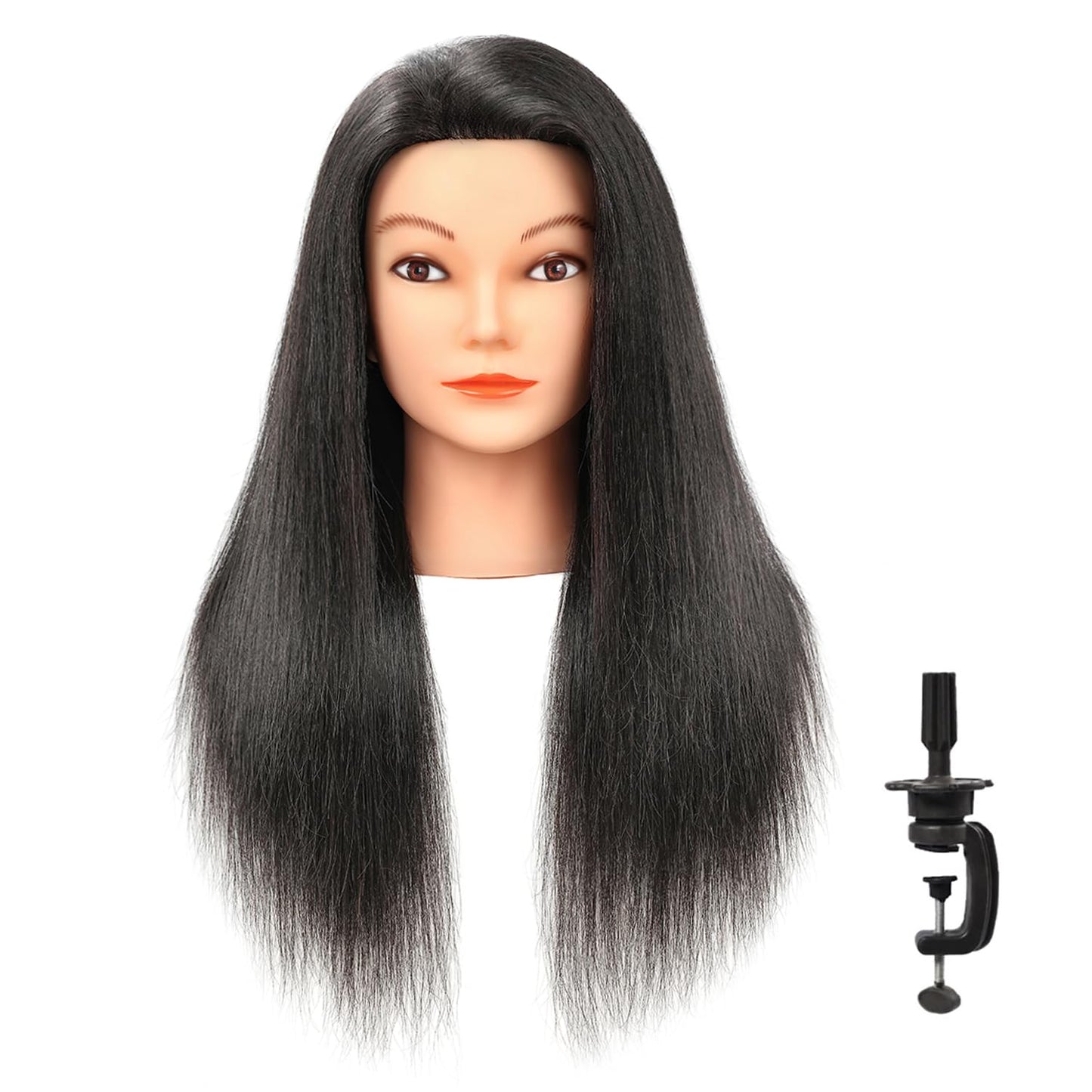 Human Hair Mannequin Head - Realistic Training Head for Hairdressers | Natural Black with Stand