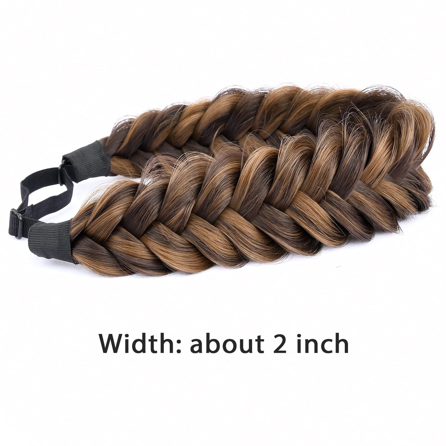 DIGUAN Messy Wide 2 Strands Synthetic Hair Braided Headband Hairpiece Women Girl Beauty accessory, 62g/2.1 oz (Chocolate Toast)