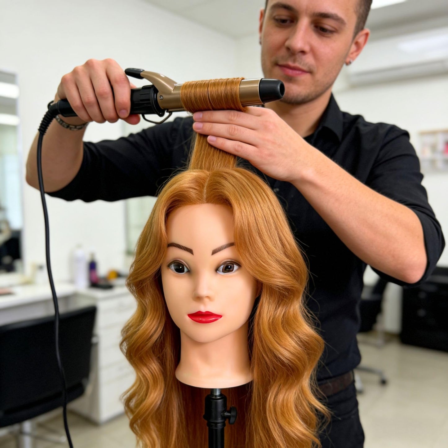 Practice Hair Mannequin Head for Styling, Cosmetology Doll Head with Hair