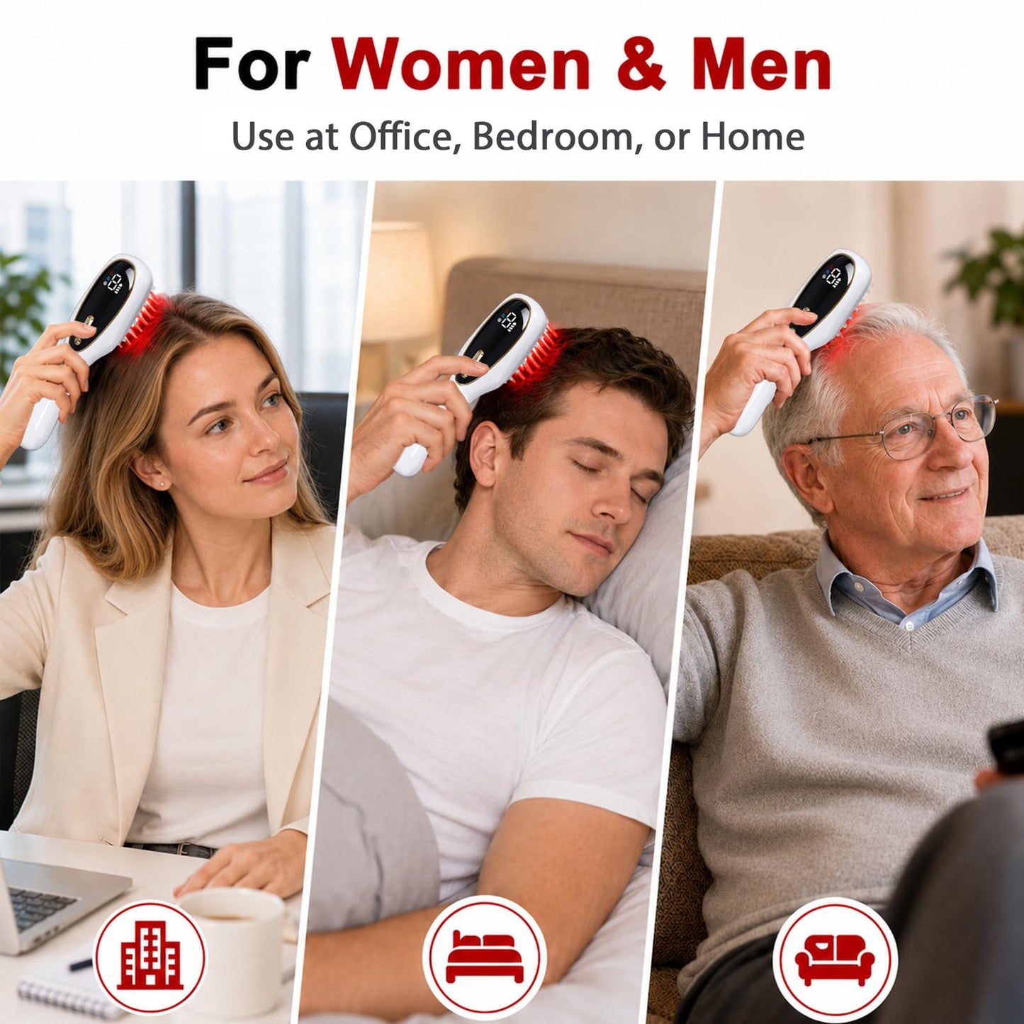 Obiredk ㅤLaser Hair Growth Comb, 650nm Red Light Therapy for Hair Regrowth, FDA Cleared LLLT Scalp Massager for Thinning Hair & Receding Hairline Rechargeable - White