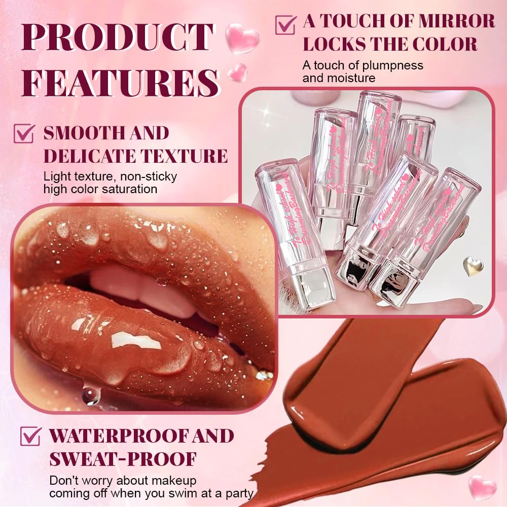 HHLTOH Brown Plumper Moisturizing Butter Lipstick for Women, Natural Tinted Lip Balm Shine Nourishing Hydrating Lip Gloss Stain for Dry Lips, Lightweight Lip Liner Care Makeup, Vegan 1Pc Brown Black