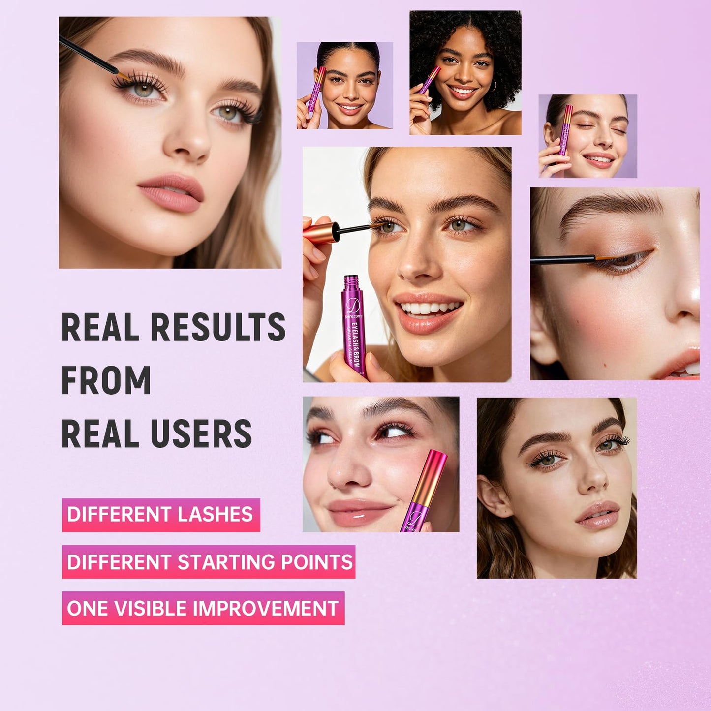 Doracome Eyelash Growth Serum with Peptides & Amino Acids - Lash and Brow Serum for Natural Lengthening & Strengthening - Resilience Support, Safe for Sensitive Skin, Lash Extension Aftercare - 3ml