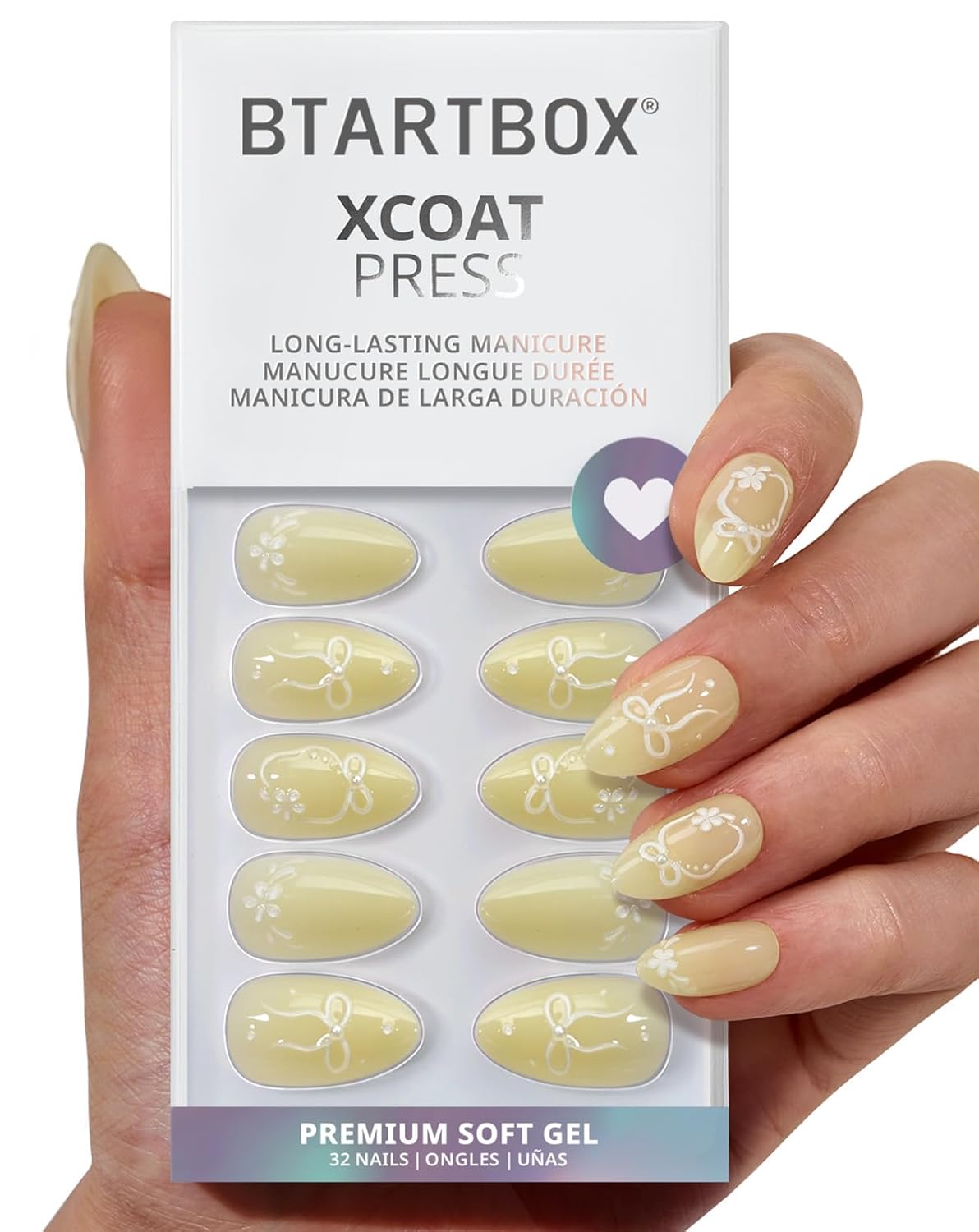 Press On Nails Almond - 3D Polka Dot Glitter Medium Nails | 32-Piece All-in-One Kit with Glue & Adhesive Tabs