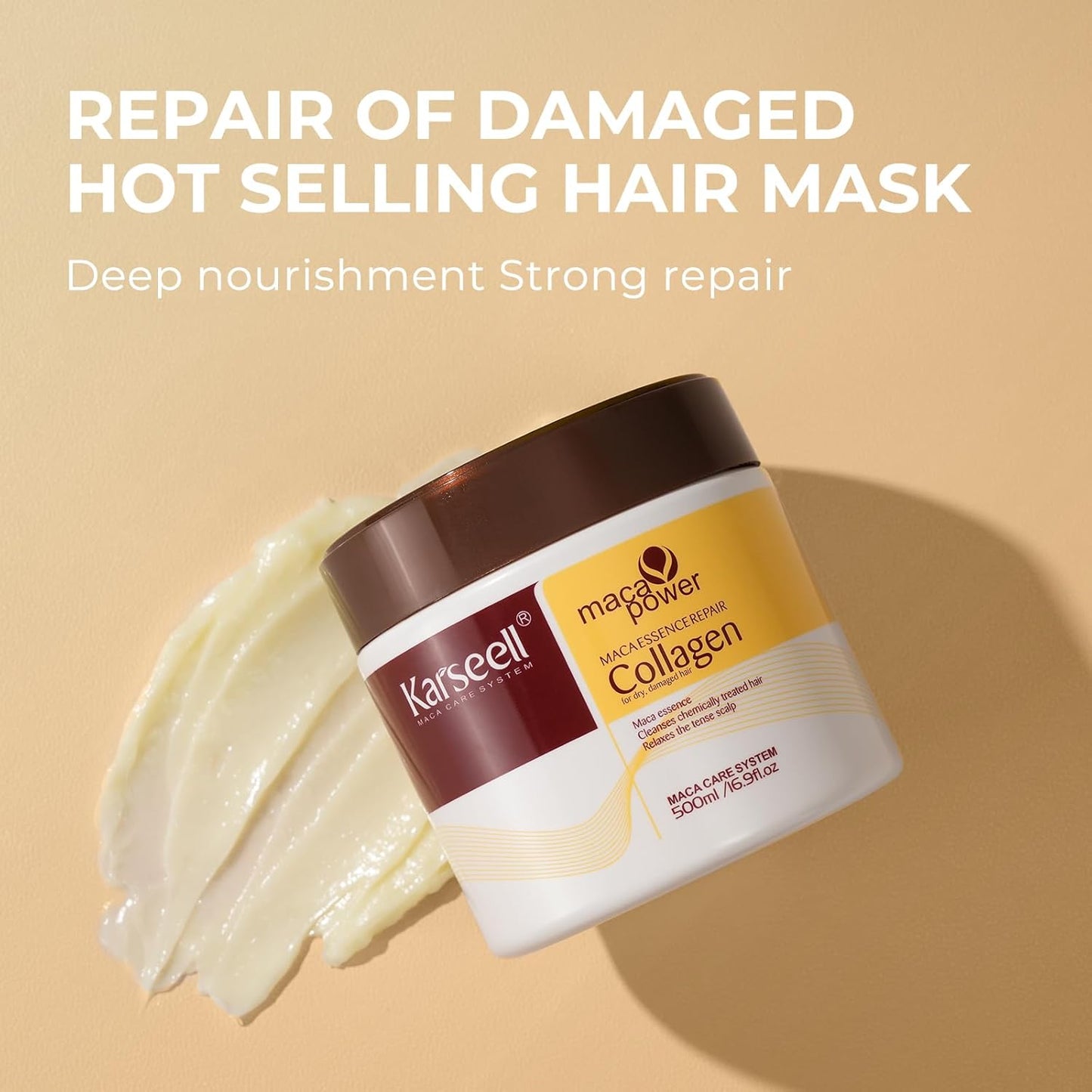 Collagen Hair Treatment Set - Deep Repair Mask & Argan Oil for All Hair Types | 2 x 16.9 fl oz + 1.69 fl oz