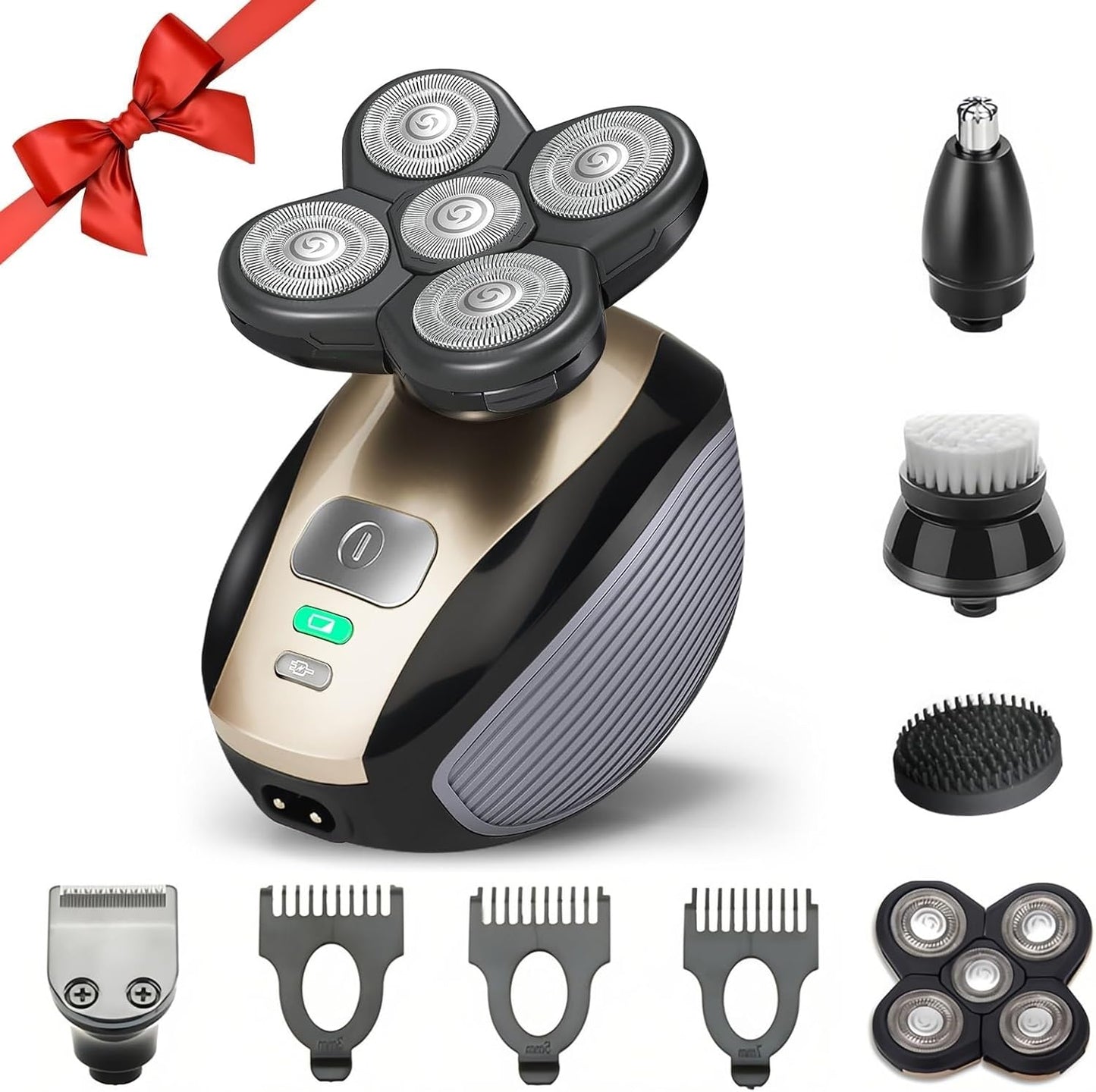 5 in 1 Head Shaver for Bald Men - Rechargeable Electric Razor with Hair Clippers & Nose Trimmer | Ideal Grooming Gift