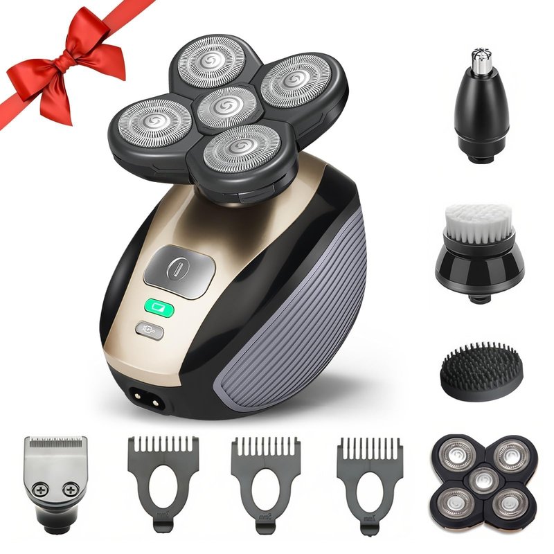 Head Shavers for Bald Men, Skull Shaver, 5 in 1 Electric Razor with Rechargeable Battery, Hair Clippers, Nose Hair Trimmer, Cleaning Brush, Hair Manager, Idea Gift for Men(Black)