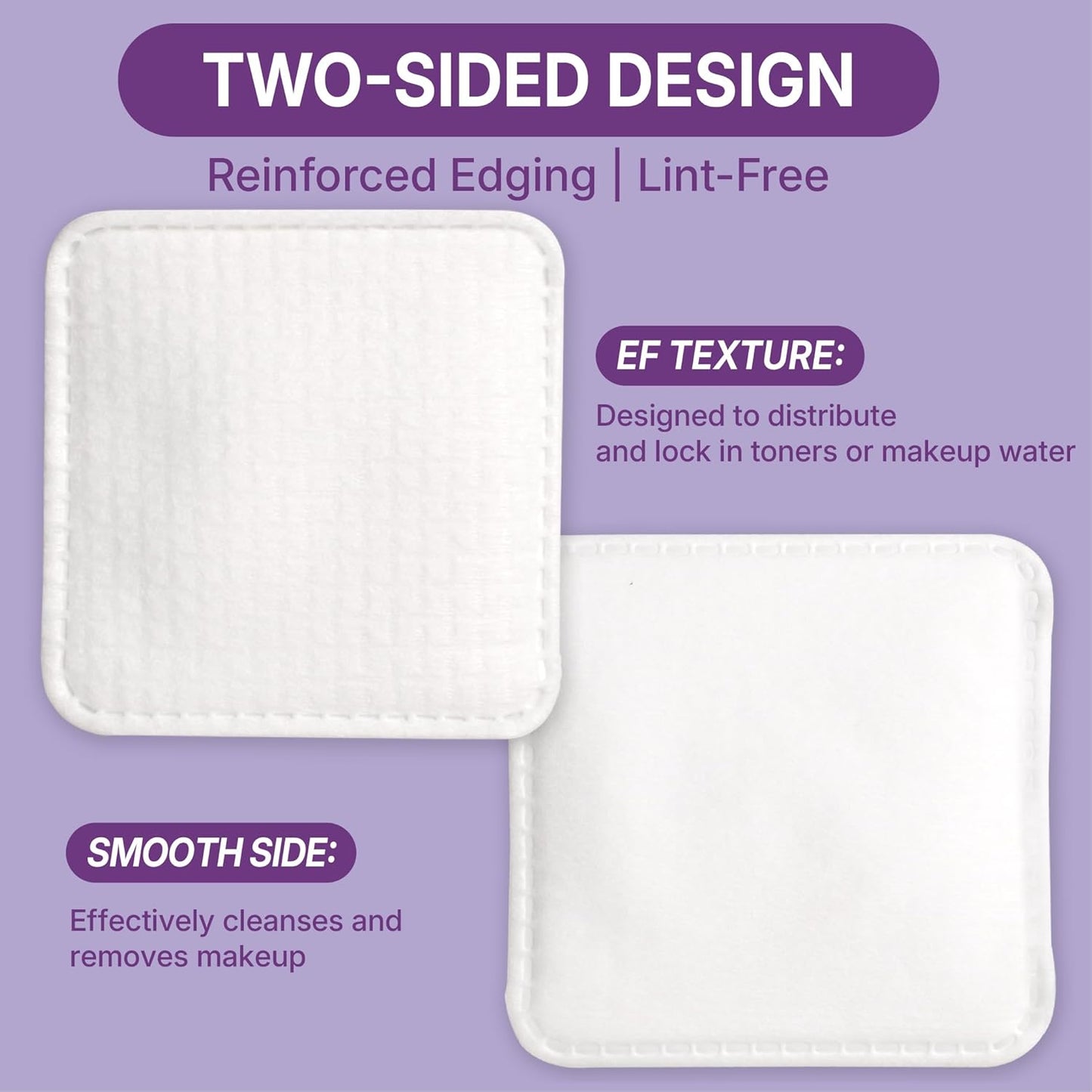 Extra Large Cotton Pads - 100% Cotton Lint-Free Squares for Toner & Makeup Removal | Soft & Hypoallergenic, 70 Count