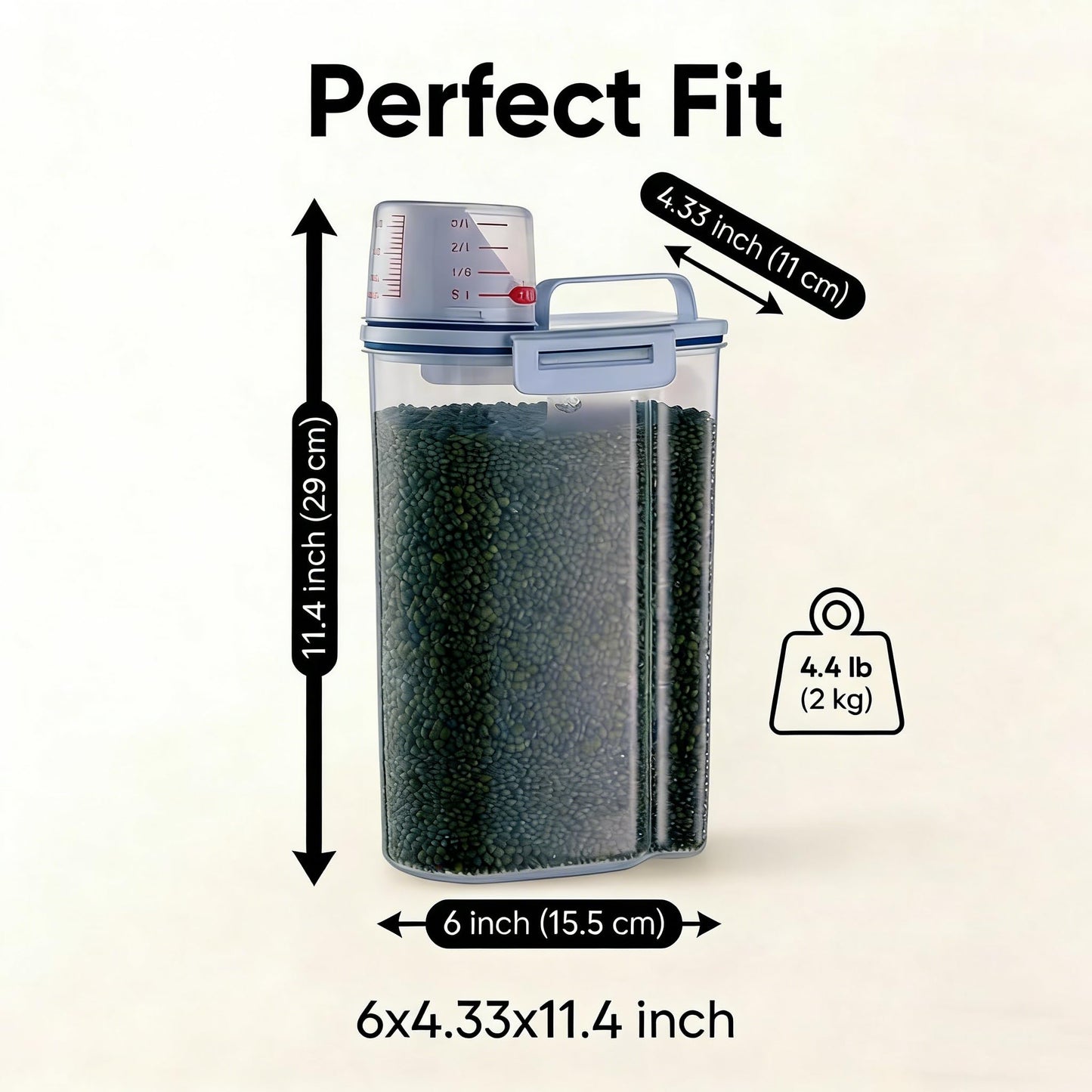 Airtight Food Storage Containers with Locking Lids,4.4 Lbs Dry Food Airtight Container for Kitchen Pantry Organization - BPA-Free Clear Plastic Bin for Rice, Grain, Oatmeal, Pasta, Flour, Pet Food