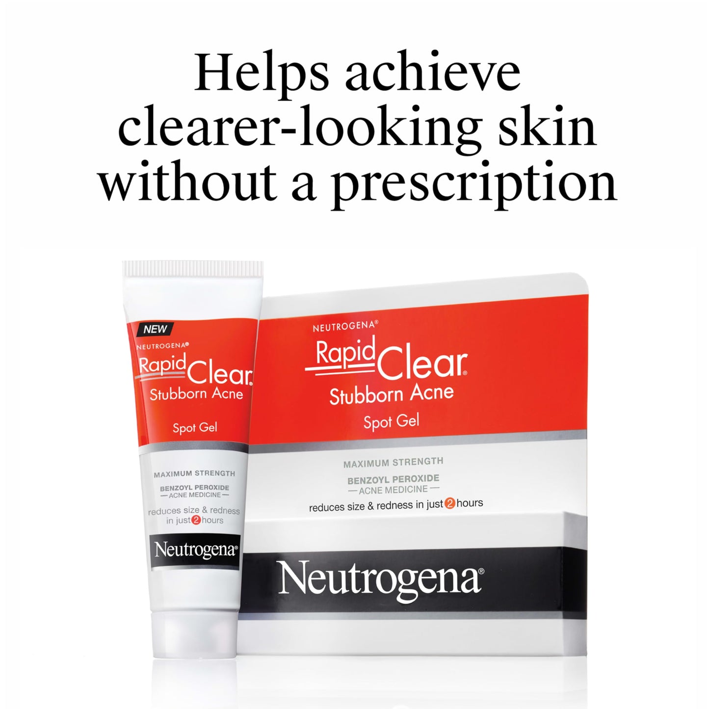 Neutrogena Rapid Clear Stubborn Acne Spot Treatment Gel, Maximum Strength 10% Benzoyl Peroxide Treatment Medication for Acne Prone Skin, Pimple Cream Reduces Size & Redness, 1 oz