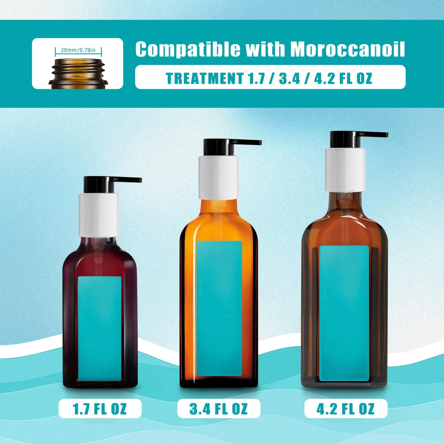 LSAUVWN 2PCS Dispenser Pump Replacement Compatible with MOROCCANOIL Treatment 1.7/3.4 Fl Oz (Not for Travel Size), Plastic Pumps Head with Lock Clip for Hair Oil Bottle (Bottle Not Included)