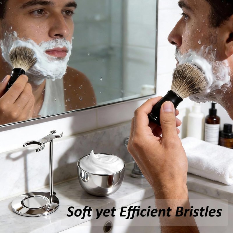 GRUTTI Shaving Brushes Kit For Men, 3 In 1 Shaving Brush Set Includes Shaving Brush, Shaving Bowl, Shaving Stand