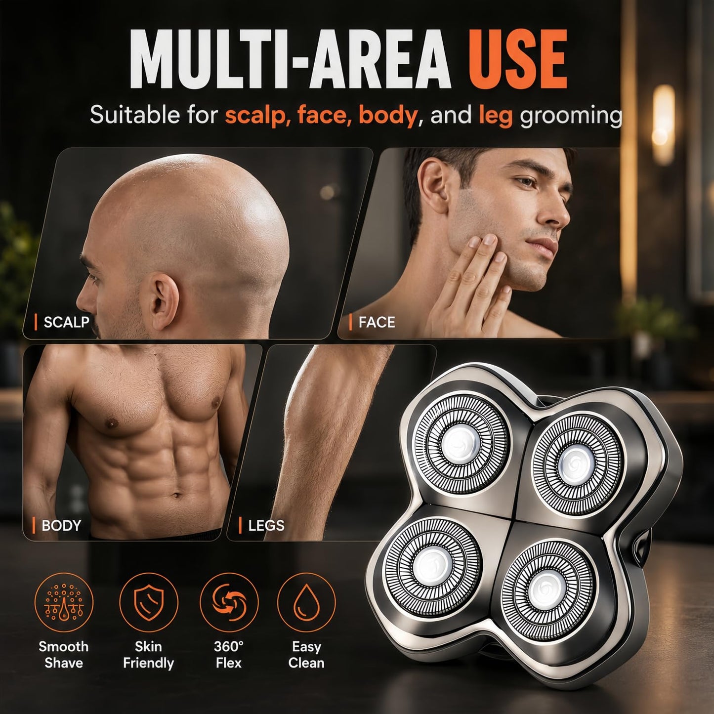 2 Pack Shaver Pro 4 Replacement Heads Compatible with Skulls Pitbulls Series,Gold PRO/Silver PRO/Platinum PRO/Butterfly Kiss PRO Head Shavers,Electric Shaver & Head Shaver Replacement Blade