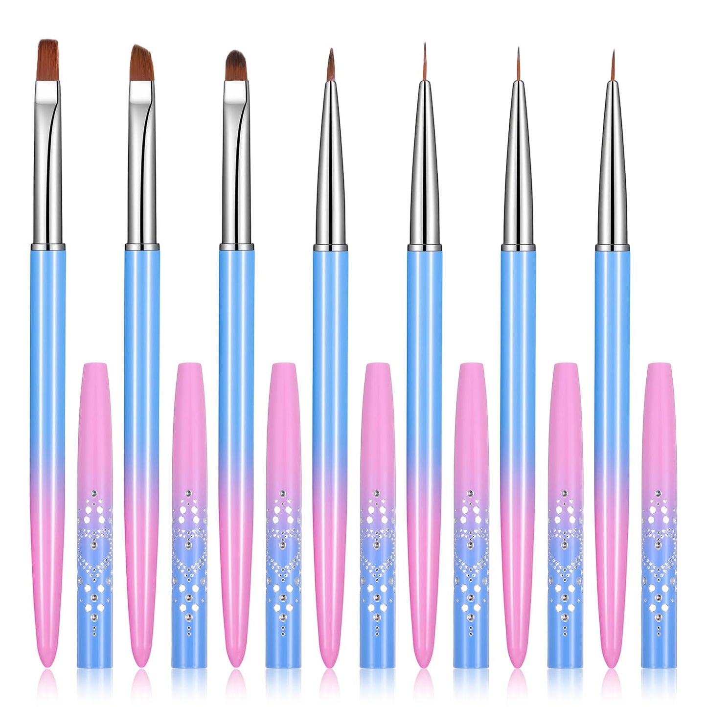 HJZHII 7Pcs Nail Art Clean Up Brushes, Flat/Oval/Fine Angled Gel Nail Brushes For Nail Art Design Painting DIY and Polish Mistake Cleaning