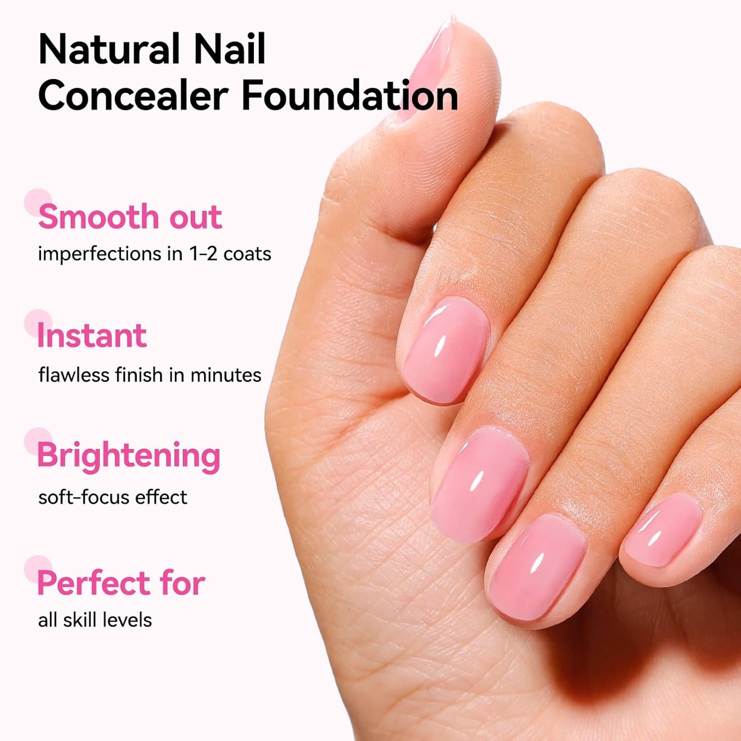 Illuminating Nail Concealer Base Coat - 4-in-1 Sheer Polish & Strengthener for Discolored Nails | 15ml Quick Dry