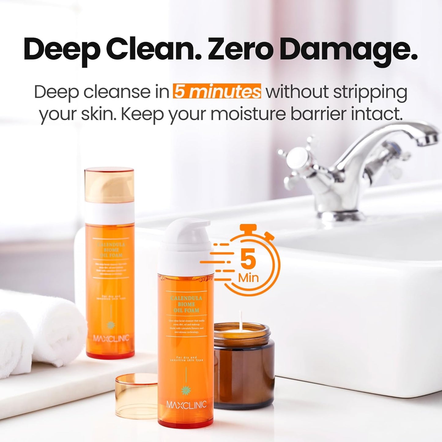 Calendula Biome Oil to Foam | All-in-One Korean Face Wash - Soothing Oil-Based Cleanser for Dry Skin - 3.88 fl oz