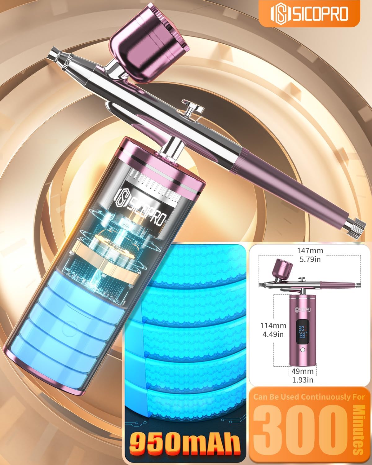 Cordless Airbrush Kit - Versatile Airbrush for Nails, Models, Cakes & More | Pink