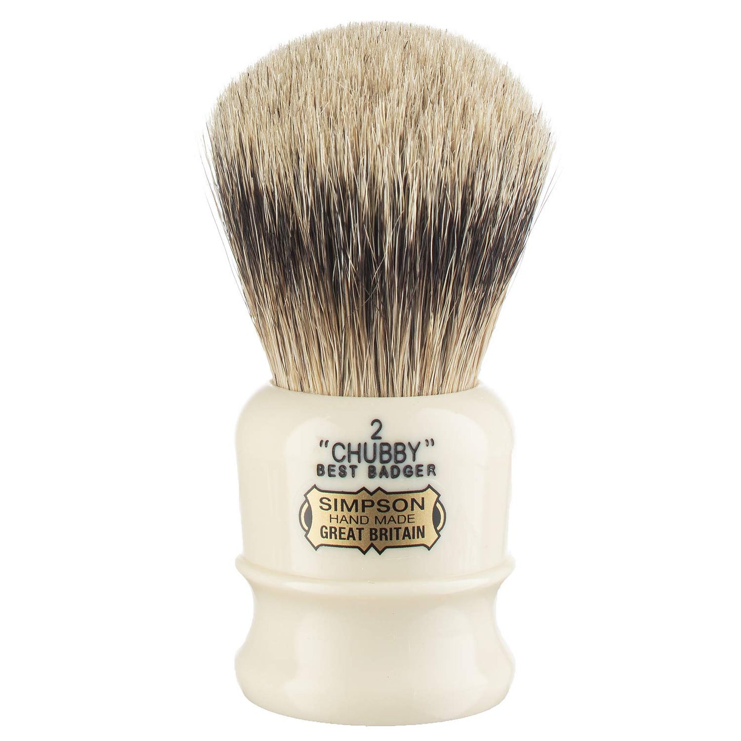 Simpsons Chubby 2 Best Shaving Brush - CH2 High Density Knot, Hand-Turned Ivory Handle Simpson Shaving Brushes - Wet Shave Deluxe Thick & Luxurious Lather Handle Dense & Extra Soft Bristles