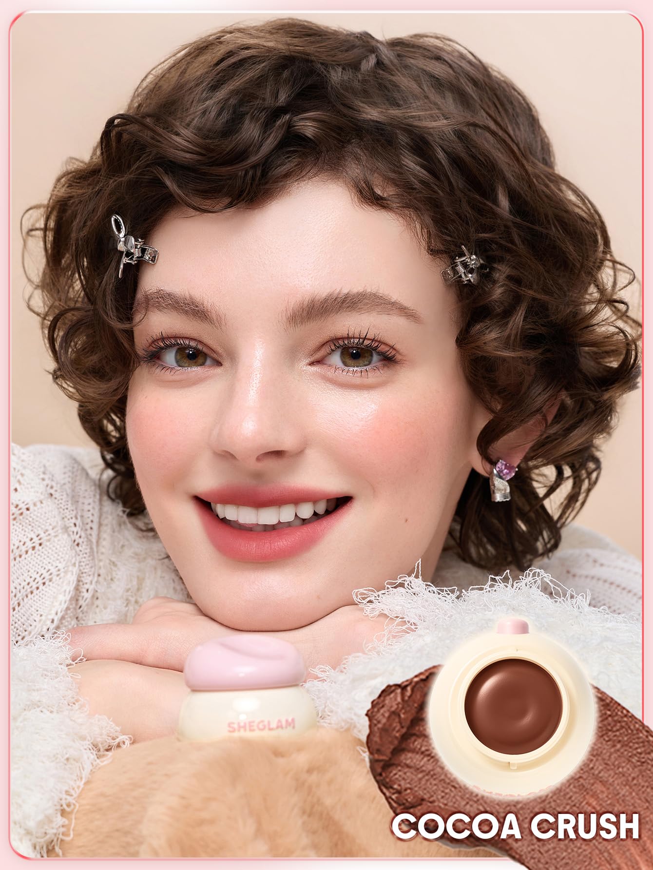 SHEGLAM Bounce Putty Pocket Lip Pot velvet Matte Lip Gloss Soft High Pigment Color Lip Stain with Brush-Cocoa Crush