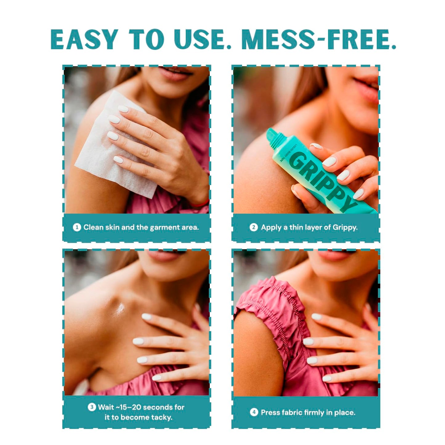 Grippy Roll-On Body Adhesive | Invisible & Sweat-Resistant Fashion Tape for Sensitive Skin - 20ml