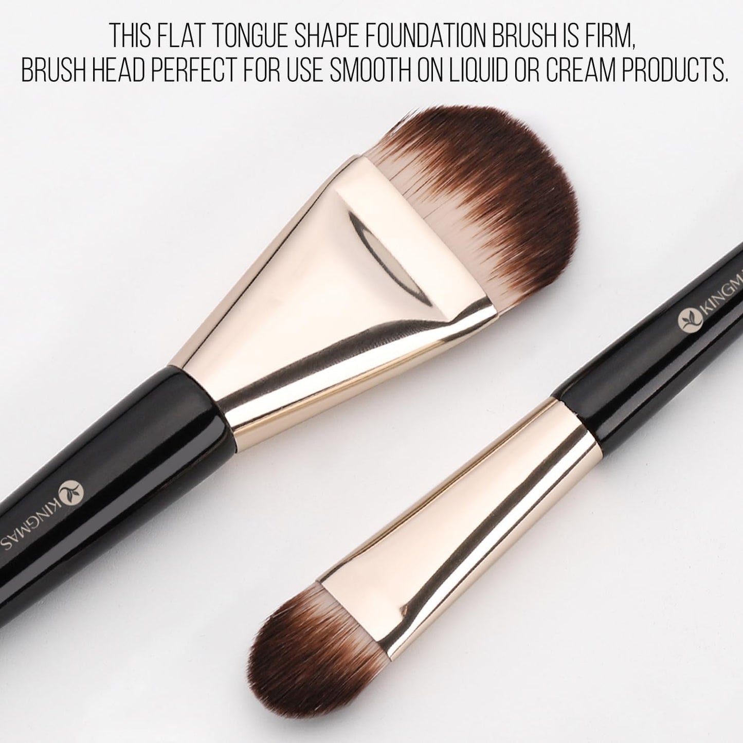 KINGMAS Flat Foundation Brush Set - Korean Makeup Brushes for Liquid & Cream Blending | Tongue-Shape Design