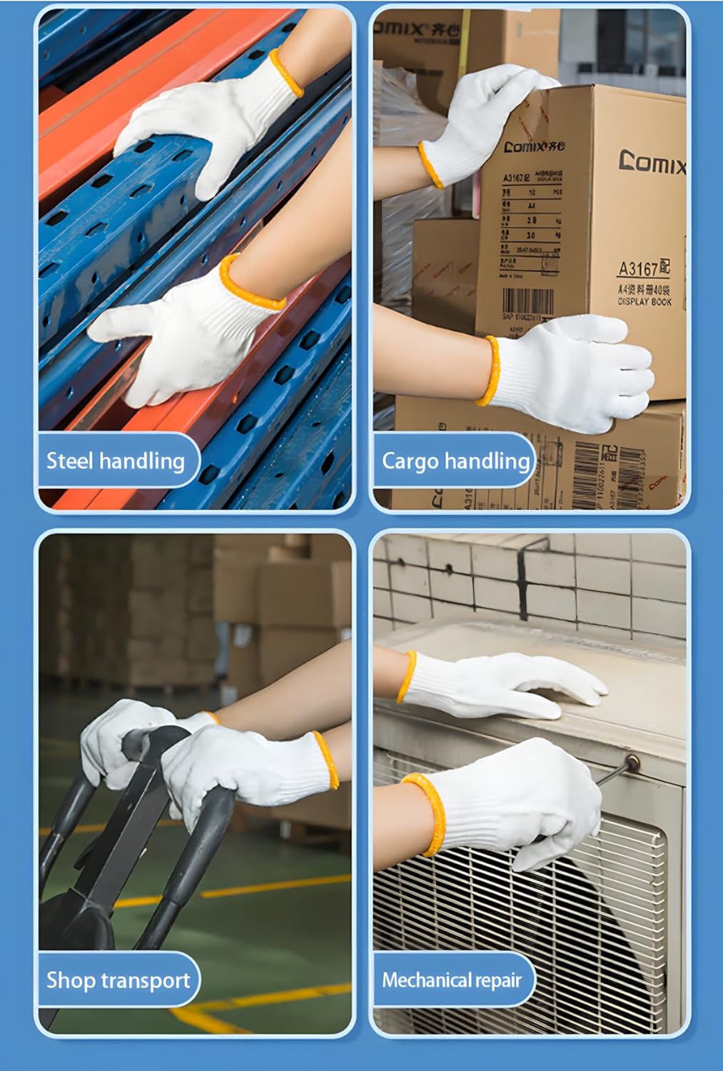 Unisex Cotton Polyester Knitted Safety Gloves - Ideal for Gardening, Cooking & Warehouse Work | 12/36/240 Pairs