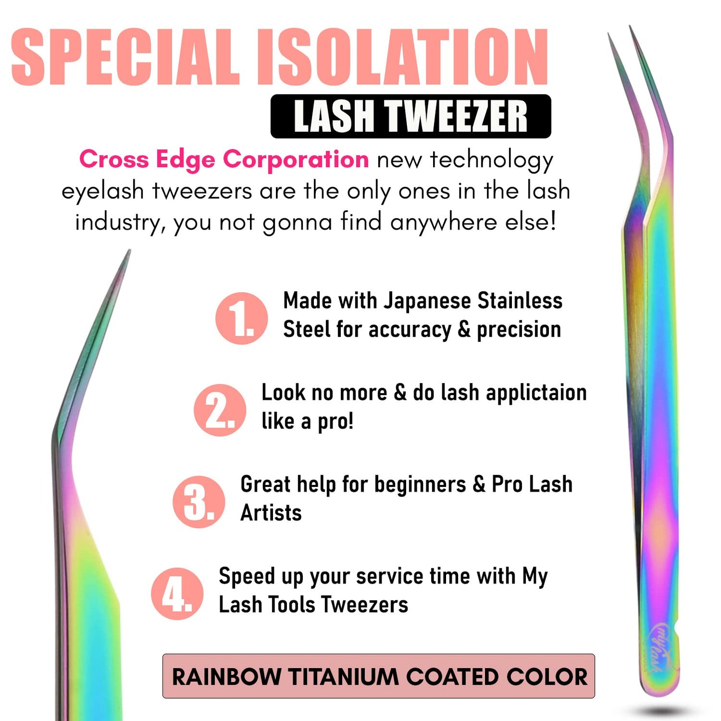 My Lash Tools New Isolation Lash Tweezers For Eyelash Extensions Best for Individual Isolation & Classic Lashes Japanese Stainless Steel Lightweight Precision Lashing Twisers