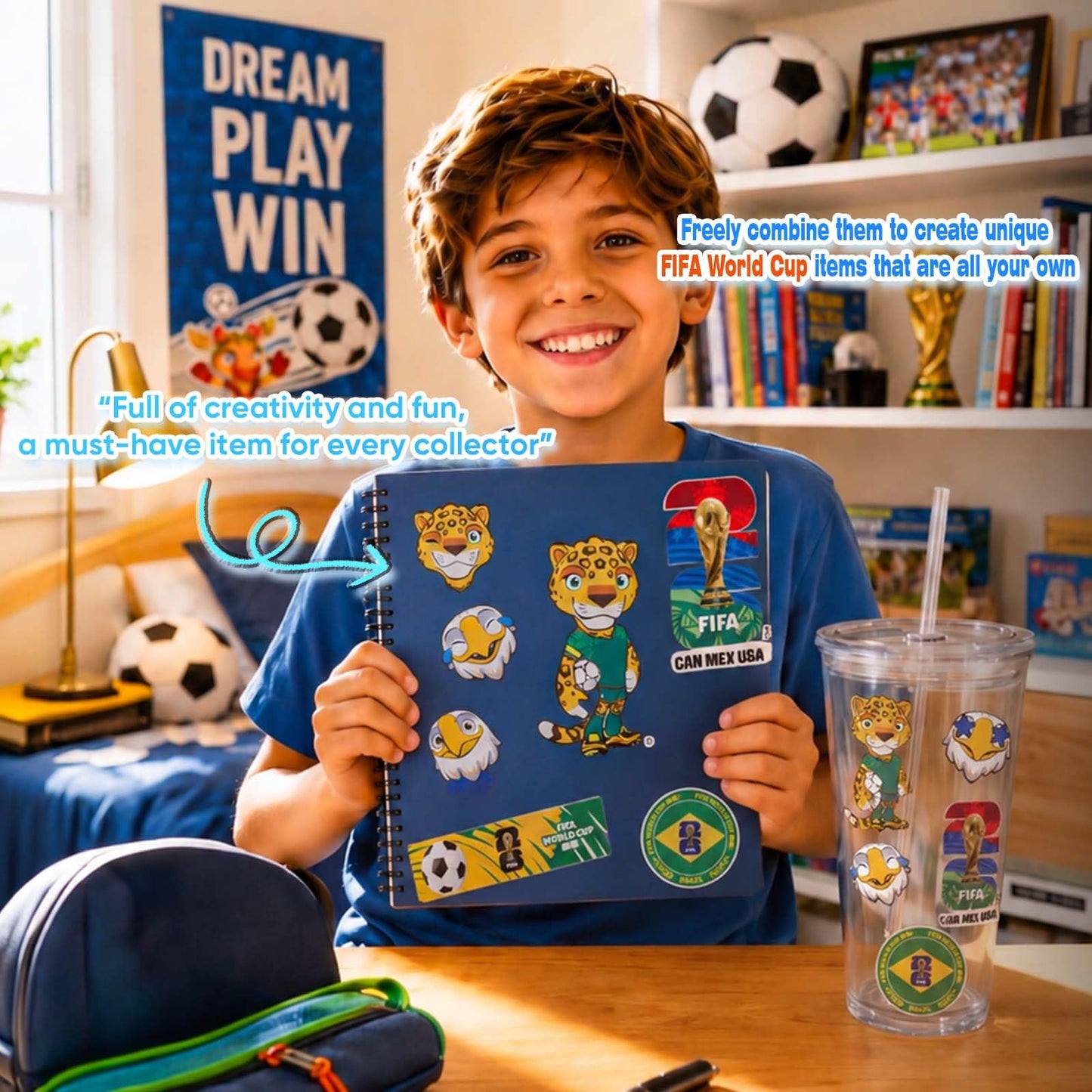 FIFA World Cup 2026 Stickers - Official Soccer Sticker with Trophy, Host City, Flags & Mascot Design, Waterproof Stickers for Water Bottle Laptop Phone, Soccer Party Favors (FIFA Nation Collection B)