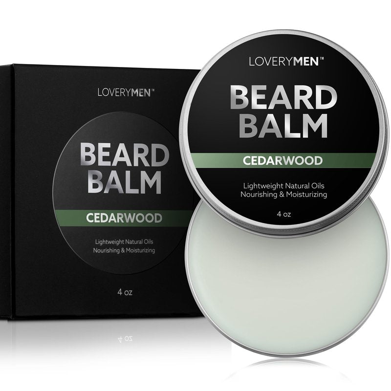LOVERY Cedarwood Beard Balm, 4 Ounce All-Natural with Argan Oil Conditioning & Styling Beard Wax, Beard Cream & Softener, Beard Butter for Beard Grooming & Beard Care - Gifts for Him