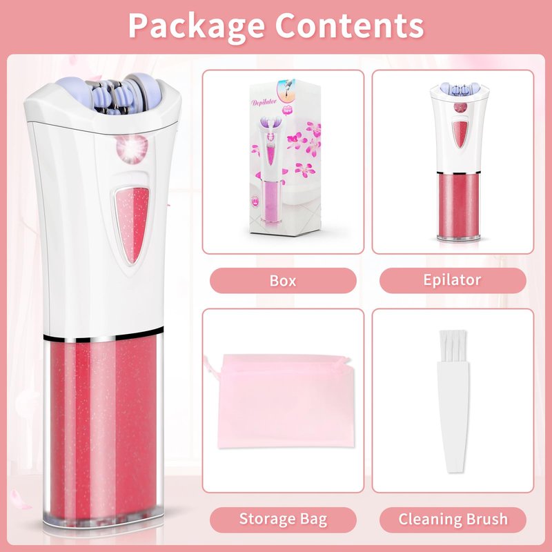 Facial Epilator for Women - 2026 New Face Epilator Hair Remover with LED Light - Smooth Glide Electric Hair Tweezers for Face/Arm/Legs/Bikini Line/Chin/Lip/Pubic Lady Hair Removal Epilators Cordless