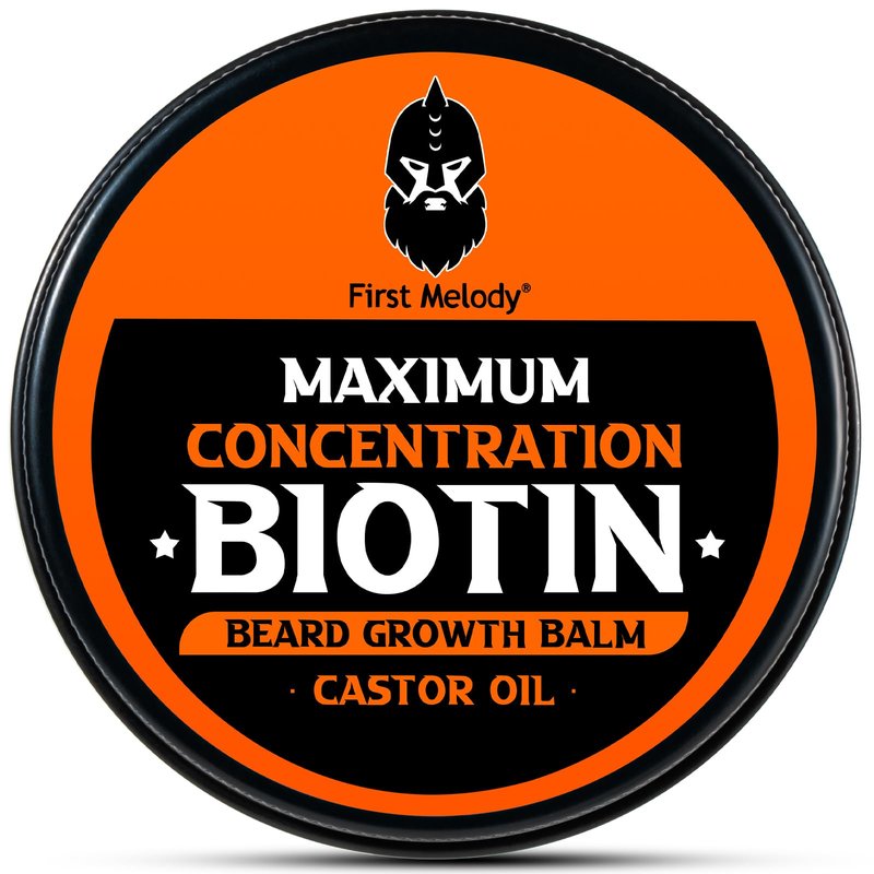 First Melody Beard Balm, 2X Concentration Biotin, with Castor Oil and Argan & Jojoba Oils, Promotes Beard Growth, Styles, Strengthens & Softens Beards & Mustaches, 2 Ounce